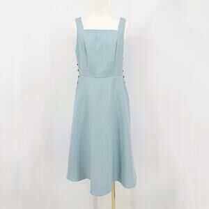 Shein Blue Midi Dress 4 Button Side Pockets Cottagecore Summer Coastal Grandma